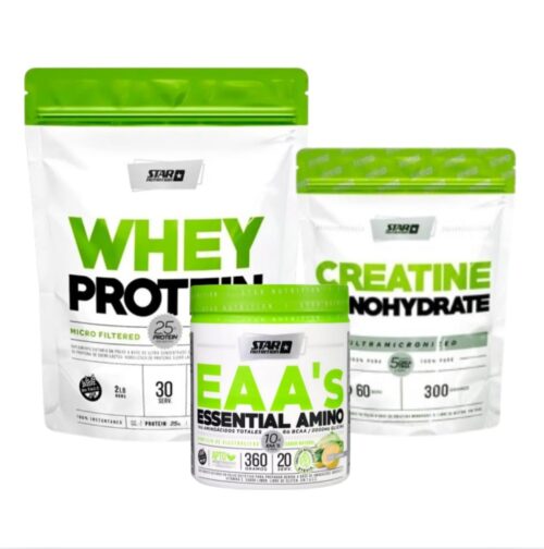 <strong>PLATINUM WHEY DOYPACK 907gr + CREATINA DOYPACK 300gr + AMINO ESSENCIAL 360gr STAR NUTRITION</strong>