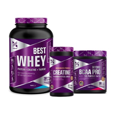 XTRENGHT BEST 907 GRAMOS + CREATINA MICRONIZADA 250 GRAMOS + HYDRO BCAA PRO 360 GRAMOS XTRENGHT