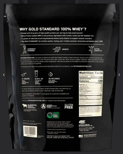 <strong>GOLD STANDARD 100% WHEY 1.5 LIBRAS + CREATINE 300GR OPTIMUN NUTRITION</strong> - Image 2
