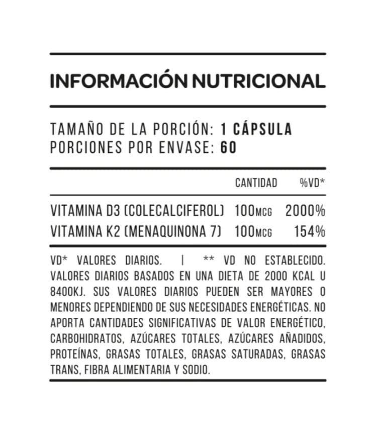 Vitamina D3 + K2 60caps Star Nutrition